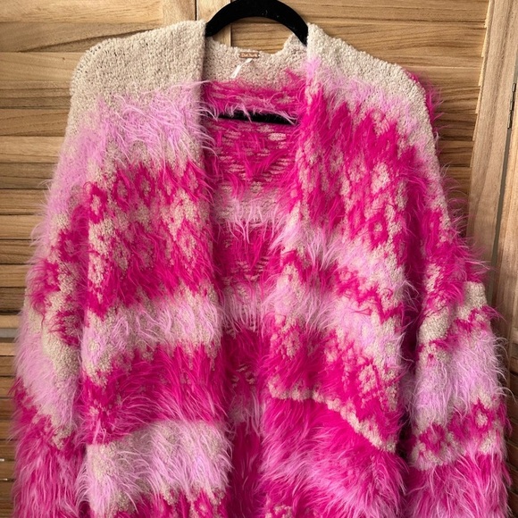 Free People Pink Hollywood Cardi At In Ivory Size L - Picture 4 of 10